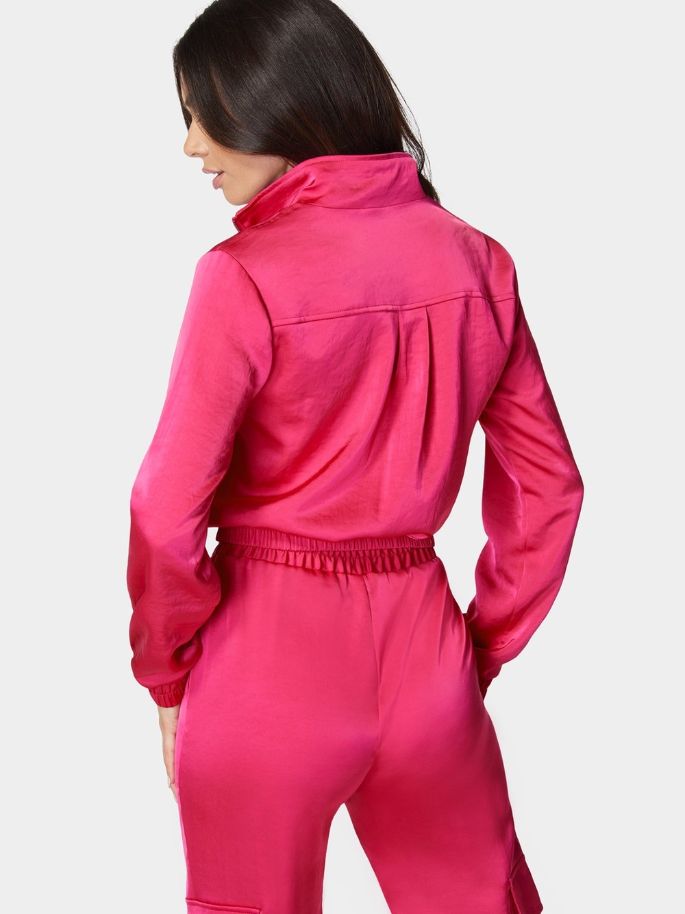 Women's Hot Pink Satin tracksuit set for sale - Picture 4 of 7